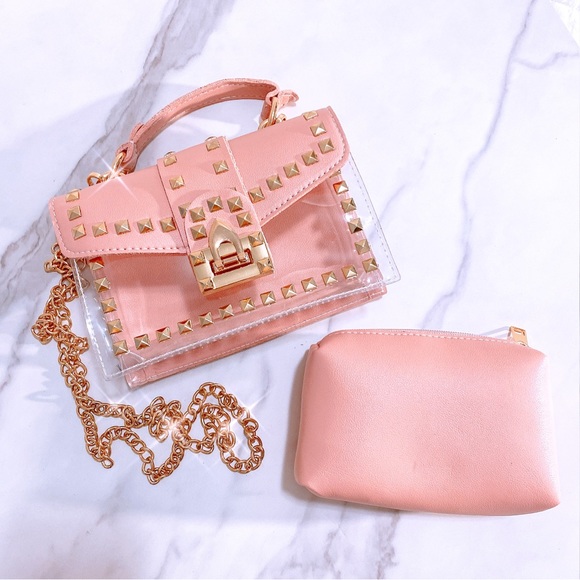 PINK Luxury Rivet Jelly Candy Handbags Crossbody - Picture 2 of 10